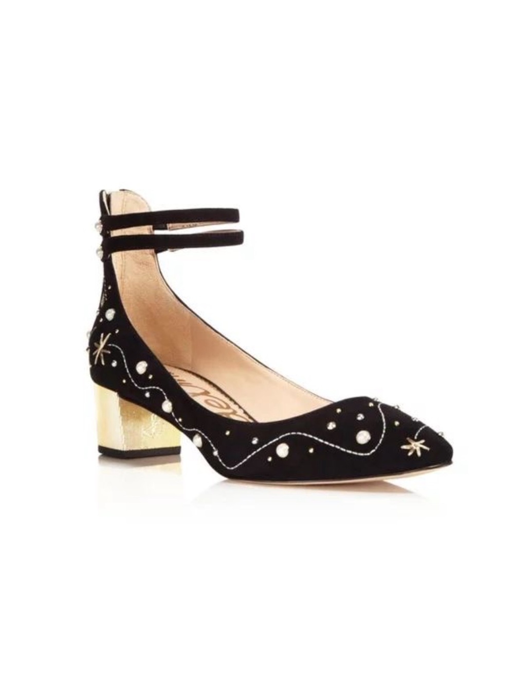 ★ Sam Edelman Lucien Embroidered Pearl Stud
Ankle Strap Pumps Black 9.5 ★ - Picture 9 of 16